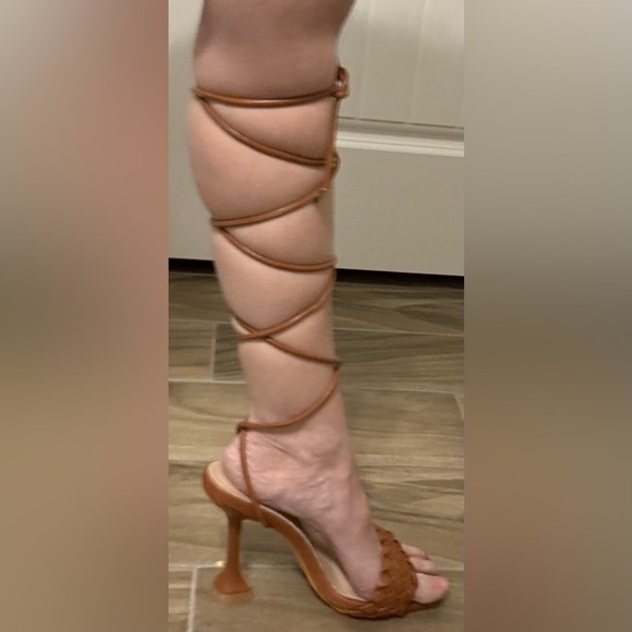SHEIN women’s lace up approximately 4 1/2” heel brown. - Picture 4 of 5